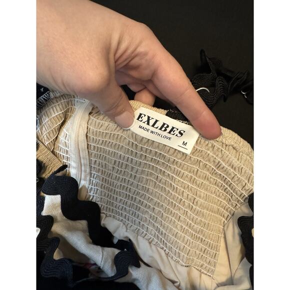 Square Neck A-line Mini Sundress Rickrack Straps Sleeveless M cottagecore‎ - Picture 9 of 10